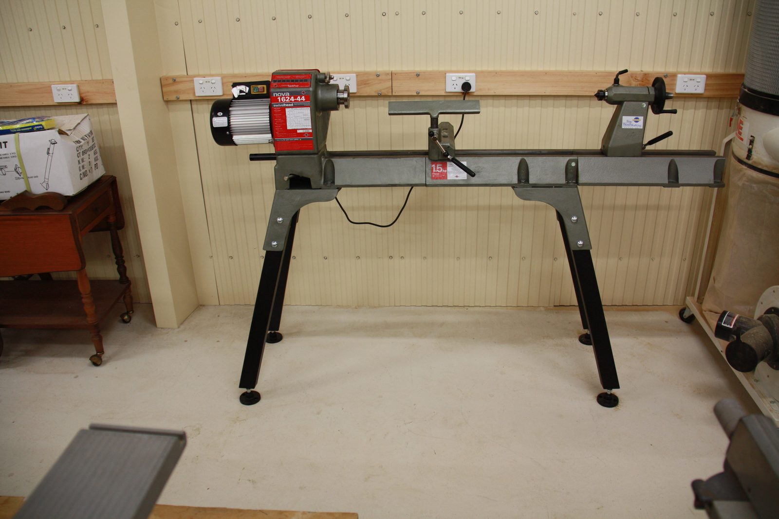 New Nova wood lathe installed in the finished workshop